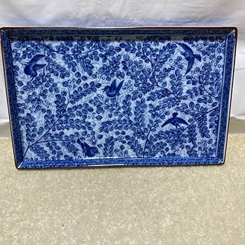 Amazon.co.jp: 龍峰窯 染付 萩鳥絵 雀 長角皿 5枚 和食器 和皿 角皿